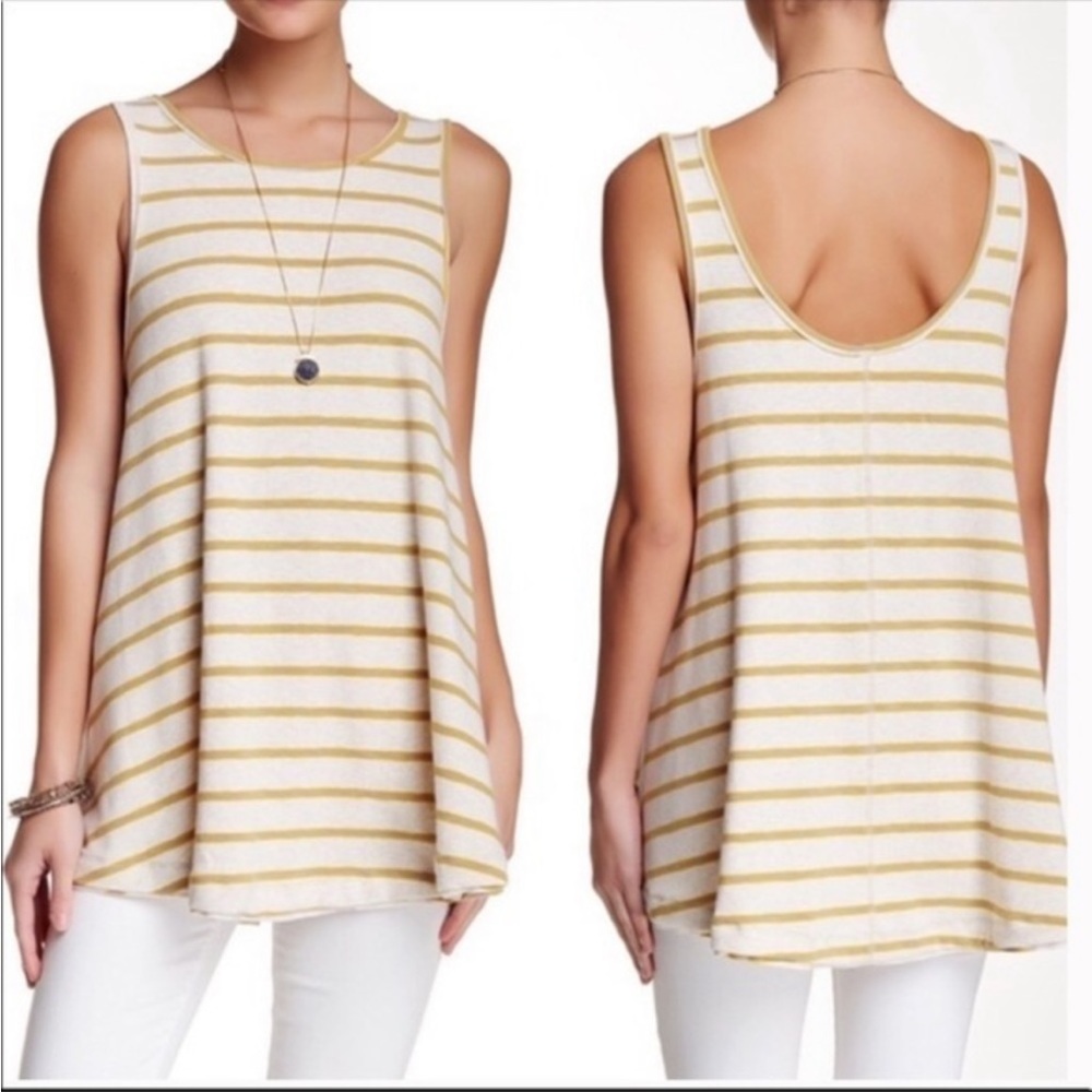 Free People oversized XS garden stripe knit tank top tunic blouse low